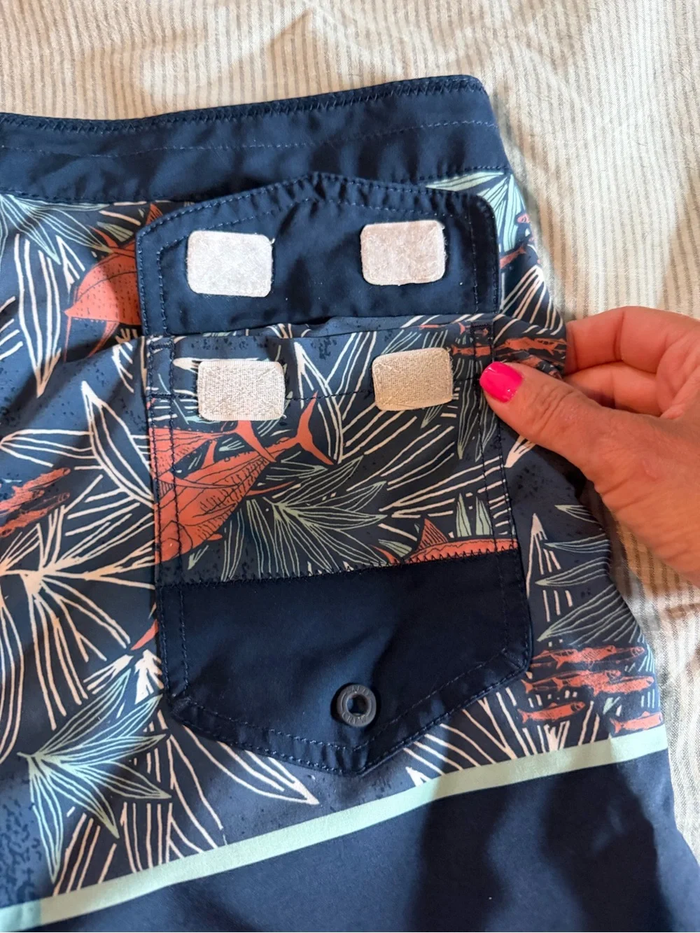 Salty Crew Navy Board Shorts with Coral Floral Panel